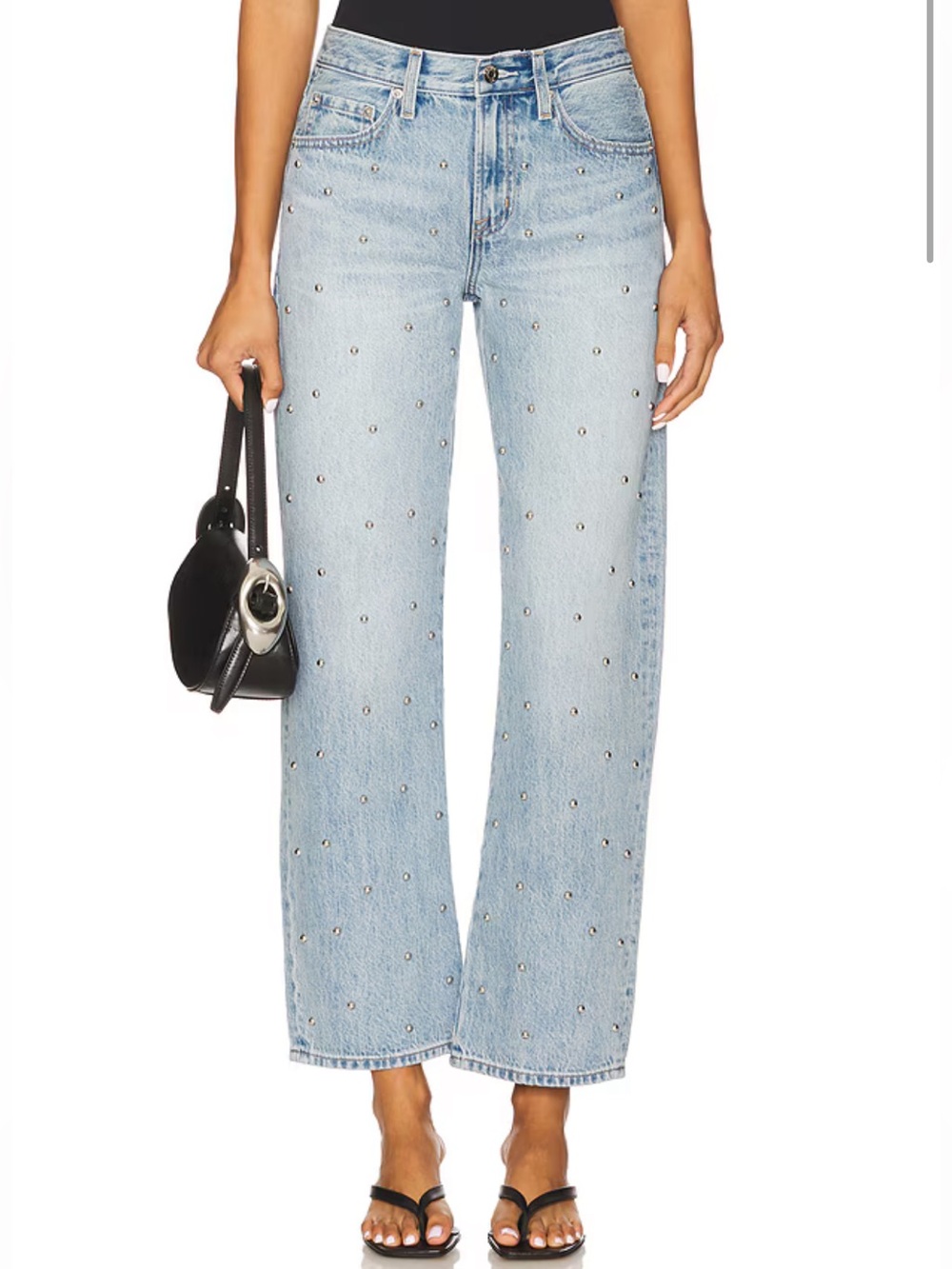 Pistola Lexi Mid Rise Bowed Straight Jeans in Aries